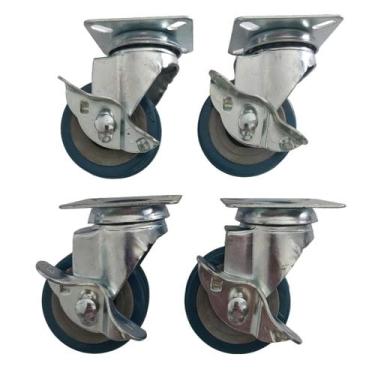 Imagem de Rodizio para carrinhos e  móveis roda poliuretano com freio kit glp 21