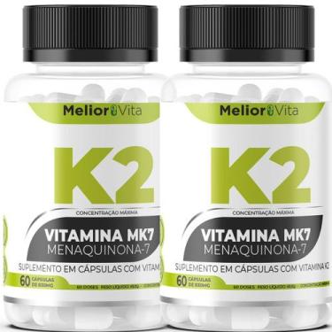 Imagem de 2X Vitamina K2 MK7 60cp Ultra Concentração Maior Absorção Idosos Adult