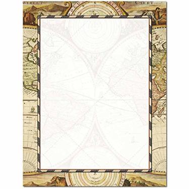 Imagem de Papel timbrado de mapa do velho mundo para impressora a laser e jato de tinta, pacote com 25