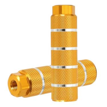 Imagem de PATIKIL Pegs de bicicleta listrados de liga de alumínio servem em eixos de 9,5 cm, pacote com 2 pinos de bicicleta antiderrapantes, suportes de banco traseiro para BMX Mountain Bike Cycling Stunt