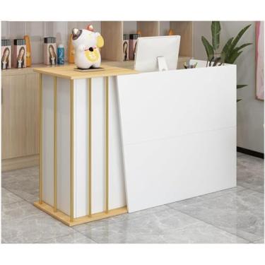 Imagem de Balcão de recepção simples moderno supermercado loja de conveniência hotel pequeno bar salão de beleza loja de roupas caixa recepção uso em qualquer lugar, branco quente, 100 x 40 x 90 cm