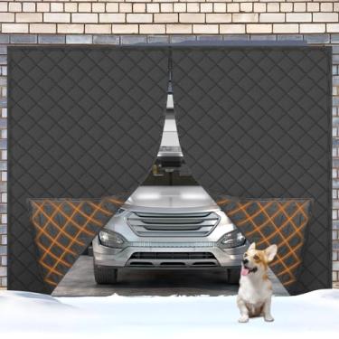 Imagem de HunnmingRe Tela de porta de garagem para o inverno, kit de isolamento térmico magnético de 2,7 x 2,1 m, à prova de vento, isolamento acústico, capas de porta de garagem para o inverno