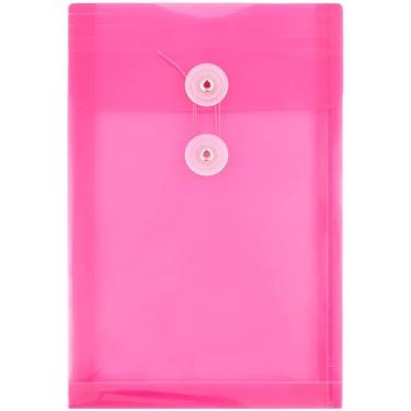 Imagem de JAM PAPER Envelopes de plástico com fecho de botão e cordão - 16 x 23 cm - rosa fúcsia - pacote com 3