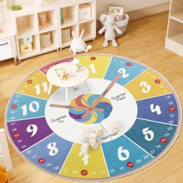 Imagem de Abeigoi Tapete Infantil Redondo 1,5 m, Educativo com Relógio, Multicolorido, 160 cm x 160 cm
