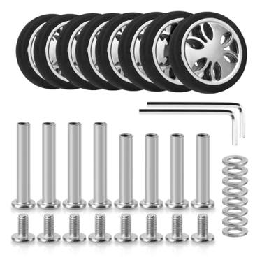 Imagem de Domiella 8 peças de rodas de substituição de bagagem OD 60 mm, rodas giratórias giratórias de borracha de 360 graus, peças de reparo de rodas de carrinho de viagem resistentes ao desgaste, DLA4