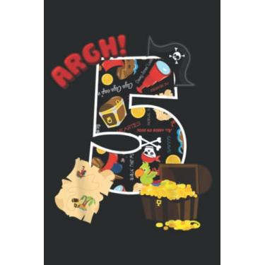 Imagem de 5Th Birthday Pirate 5 Years Old Pirate Treasure Bday Party: HEARTS JOURNAL: 6" x 9", 120 Pages, Lined For Memo Diary Journal, Memo Diary Subject Notebooks Planner for Travelers, Students, Office.
