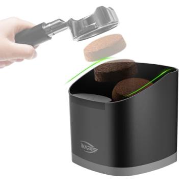 Imagem de IKAPE Caixa de café expresso para grãos de café, ferramenta de barista aprimorada para melhor manipulação - Caixa de descarte de disco de café preta para máquina de café expresso