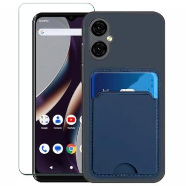 Imagem de Covthch Capa de celular compatível com BLU G64 com protetor de tela BLU G64 G1010WW BLU G64 2024 6,8 polegadas [capa carteira com suporte de cartão de crédito borracha de silicone fina fina] - azul