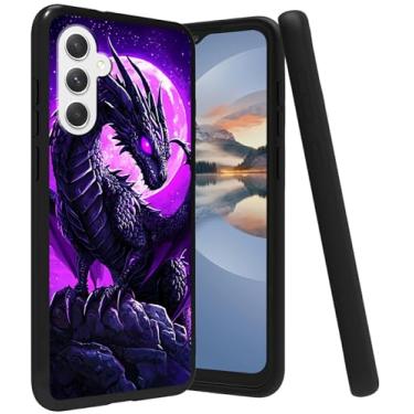 Imagem de HEAKIERG Capa para celular Samsung Galaxy A16 5G TPU macio, híbrida, à prova de choque, proteção contra quedas, masculina e feminina, para Samsung A16 5G de 6,7 polegadas, dragão lua roxa