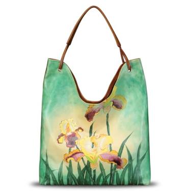 Imagem de Bolsa de couro genuíno grande para mulheres, Hobo, bolsa de ombro de couro vintage, bolsas para notebook, Padrão 1, Large