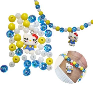 Imagem de Kit missangas para fazer bijuterias divertidas para crianças montar fa