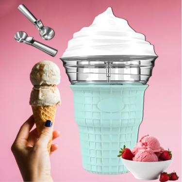 Imagem de Máquina de fazer sorvete, máquina de sorvete multiuso de 450ml, sorvete caseiro, sorvete, congelado, fácil de limpar e armazenar, fabricantes de sorvete portáteis para bricolagem