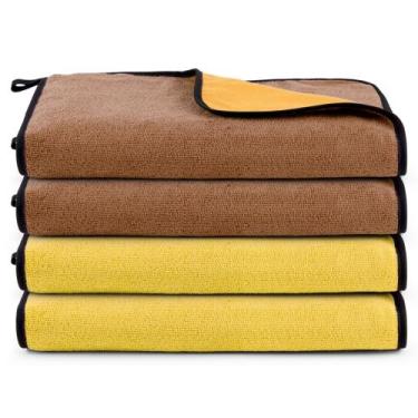 Imagem de Kit 04 Panos Flanela E Microfibra Dupla Face Toalha Para Limpeza Em Ge