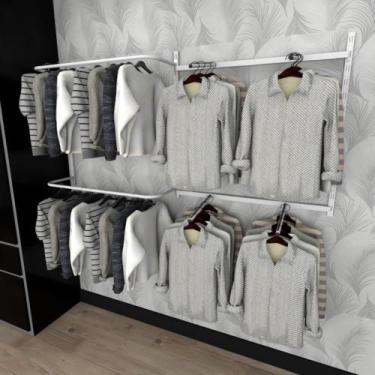 Imagem de Arara de roupas closet quarto com 11 peças cremalheira 200x100 cm cor 