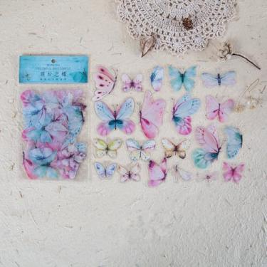 Imagem de Adesivos de papel borboleta, scrapbook, agenda, álbum, jornal, papelaria, 40 peças