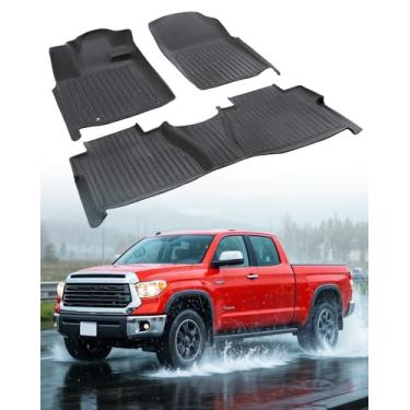 Imagem de DrCarNow Para Toyota Tundra Tapetes de chão 2011 2010 2009 2008 2007, ajuste personalizado Tundra cabine dupla e CrewMax (4 portas de tamanho completo) forro de carga 2007-2011, tapetes de borracha