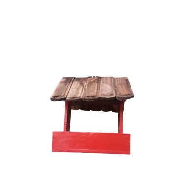 Imagem de Comedouro Para passarinho com comedouro feita de madeira - Decoração de Jardim - Varanda - Quintal (Comedouro Laranja)