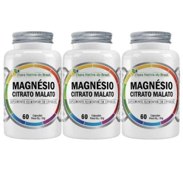 Imagem de 3x Magnésio Citrato Malato 60 Cápsulas 500mg - Flora nativa do Brasil