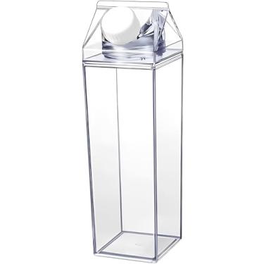 Imagem de Garrafa de Plástico Caixa de Leite Acrílico Transparente 1L Água Chá Suco