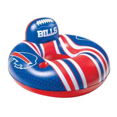 Imagem de BigMouth Buffalo Bills NFL Fan Gear Brinquedos para atividades ao ar livre, oficialmente licenciado – Boia de piscina de 106 cm com encosto e suporte de copo