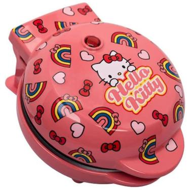 Imagem de Mini Máquina de Waffles, Tema Hello Kitty com Revestimento Antiaderente, 110V 550W, Uncanny Brands, Rosa