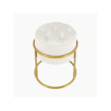 Imagem de Puff Argola capitonê tecido veludo luxo - NoBrand, Branco