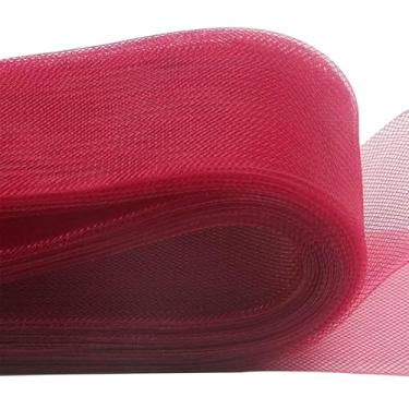 Imagem de Trança rígida de crina de cavalo de 25 metros, fitas rígidas de poliéster de 7 cm de largura, trança de crina de cavalo de poliéster vermelho, para vestido de casamento, costura de barbatanas