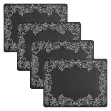 Imagem de Karma, Jogo americano de cortiça de 38 cm, conjunto de 4, elegante placa de carregamento para mesa de jantar, carregador de placa de cortiça retangular boho, Isabella