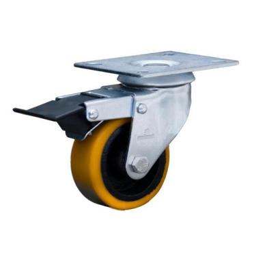 Imagem de Rodizio Gir 3 Placa Freio Roda Ferro Poliuretano Am Fp 170k - Colson R