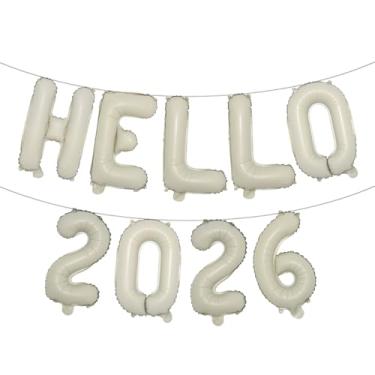 Imagem de Multicolor Hello 2026 Number Balloon, 2026 New Years Decorations for 2026 Happy New Year Eve Christmas and Graduations Party Supplies (HELLO 2026 Cream)