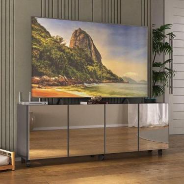 Imagem de Rack TV até 50 Polegadas 4 Portas com Rodízios e Espelhos Multimóveis 