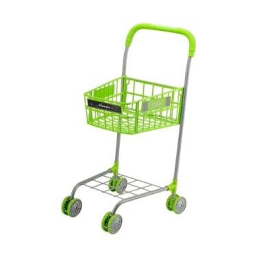 Imagem de Fenteer Mini compras de compras de mercearia crianças compras carrinho de brinquedos de armazenamento para crianças para crianças, Verde