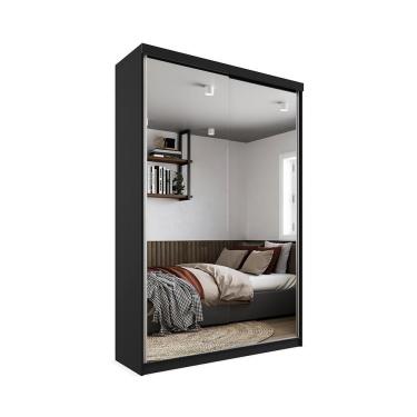 Imagem de Gaurda-Roupa Solteiro com 2 Espelhos Geneve 100% mdf 2 pt 2 gv Preto