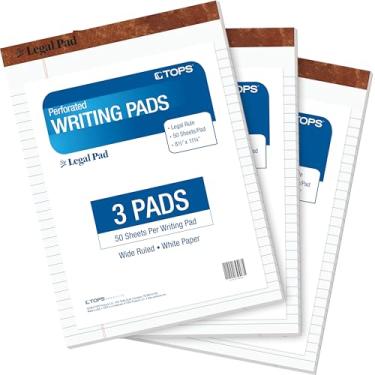 Imagem de Tops Bloco de notas 8,5 x 11-3 pacote com 3 - The Legal Pad Brand - pautado largo - bloco de papel branco 8,5 x 11-50 folhas por bloco de escrita - Feito nos EUA