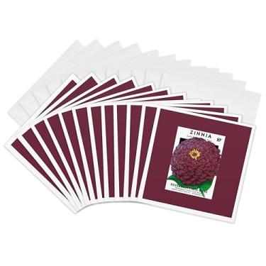 Imagem de 3dRose Reprodução de pacote de semente do príncipe roxo florido Zinnia Dahlia - Cartões comemorativos, 15 x 15 cm, conjunto de 12 (gc_170966_2)
