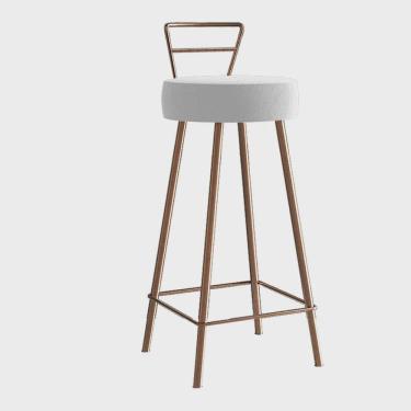 Imagem de Banqueta Alta Com Encosto Tina Eiffel Cozinha Bar Bistrô Ferro Bronze Corino Branco- Ahz Móveis