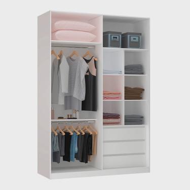 Imagem de Guarda Roupa Closet sem Porta 159,2cm 3 Gavetas, 2 Cabideiros, Maleiro e Nichos Prime Luciane Móveis