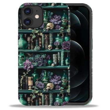 Imagem de DAIZAG Capa compatível com iPhone 12/12Pro, The Magician's Bookshelf 2 em 1, resistente, à prova de choque, resistente, PC rígido + capa protetora de silicone macio