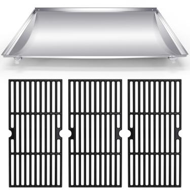 Imagem de Hiorucet Grelhas de aço inoxidável G517-6600-W1 para Charbroil 463250512, 463250511, 466250511, 466250511, bandeja de gotejamento de placa de calor, grade de cozimento para peças de reposição de
