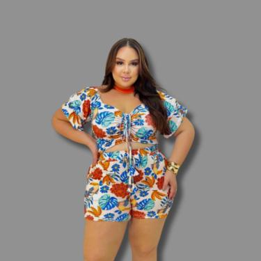Imagem de Conjunto Plus Size Estampado Short + Cropped Regulagem 0604