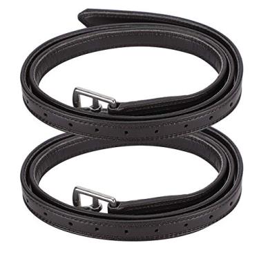 Imagem de Mbeysaq Par de cinto de estribo de cavalo de sela britânica - couro macio, fivela de aço inoxidável, opções preto e marrom escuro (marrom escuro)