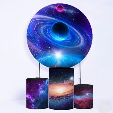 Imagem de Kit Painel de Festa Redondo e Trio de Cilindros Astronauta - Fera Print