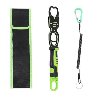 Imagem de Tanzoii Pegador de lábio de peixe - resistente à corrosão máximo para peixes de 18 kg, com balança e mandíbulas giratórias para pesca segura, verde