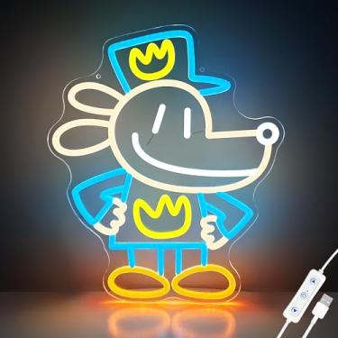 Imagem de WMAT Placa De Led Neon Dog Man Oficialmente Licenciada – Decoração Vibrante Para Quarto Infantil E Sala De Jogos, Presente Seguro Com Tema De Filme Para Fãs De Natal/Aniversário, 15 X 12,4 Polegadas