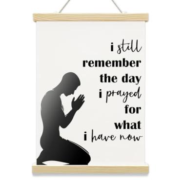 Imagem de I Still Remember The Day I Prayed Poster Hanger Frame-Wall Art Hanging Banner - Arte em tela com moldura de madeira - Impressão cristã para pendurar na parede, decoração para casa, sala de estar