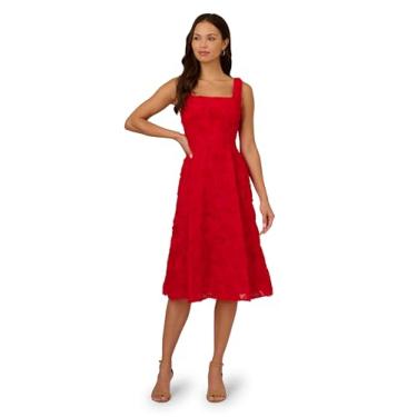 Imagem de Adrianna Papell Vestido midi feminino sutache roseta, Vermelho, 46