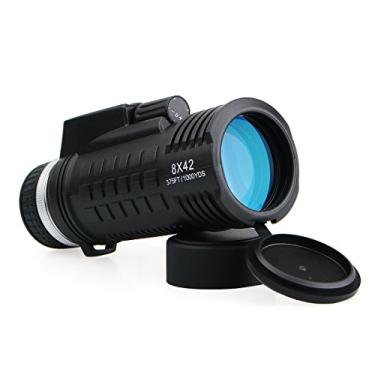 Imagem de SVBONY Monóculo SV42 8 x 42 para adultos, monóculo compacto, bússola embutida, monóculo de bolso à prova de neblina FMC, telescópio monocular único para observação de pássaros