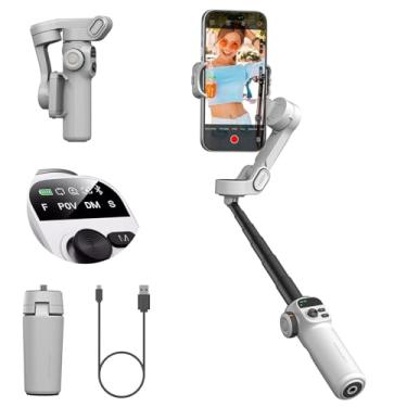 Imagem de AOCHUAN Estabilizador Gimbal Smart X2 para iPhone, haste de extensão integrada de 20 cm, suspensão cardan portátil para smartphone de 3 eixos, estabilizador de tripé de rastreamento de telefone