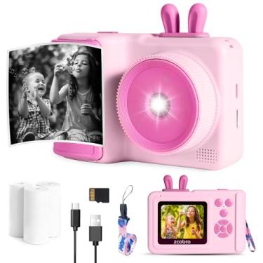 Imagem de Câmera infantil com impressão instantânea, câmera instantânea de vídeo digital para crianças, brinquedo para meninas, presente de aniversário de Natal para meninas de 3 a 12 anos, rosa