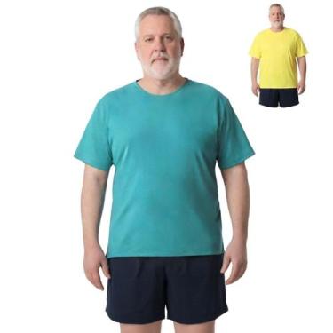 Imagem de Kit 2 Camisas Masculina Manga Curta Plus Size Malha Fria - Genérica, A